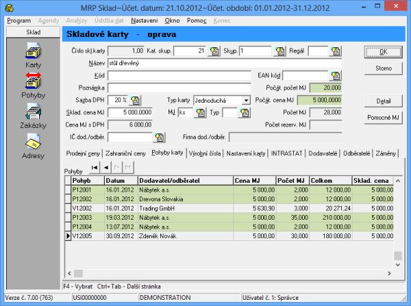 Skladová evidence + síť