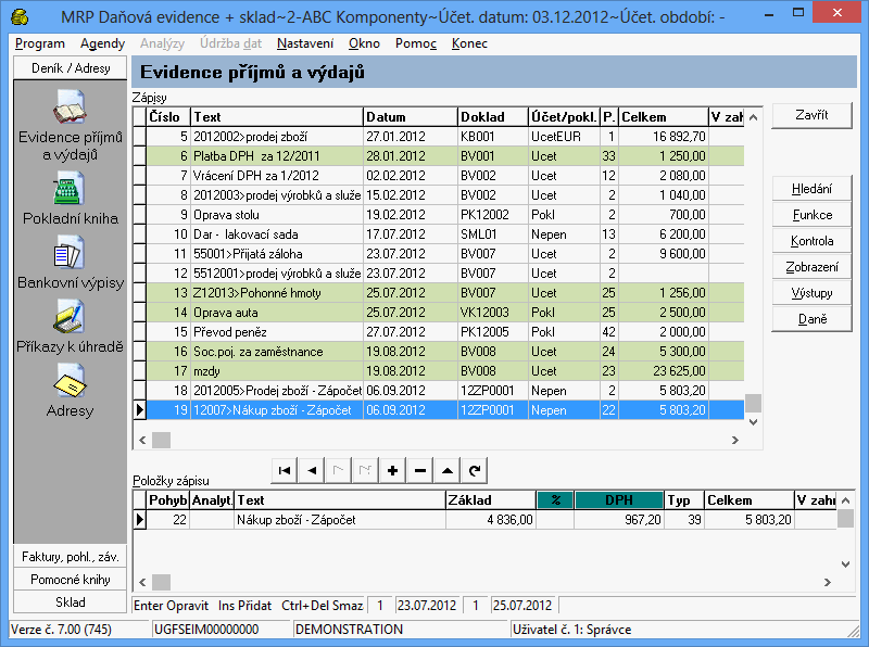 Daňová evidence + síť